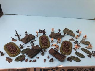 1963 Marx Sands Of Iwo Jima Miniature Playset Partial.  Vehicles,  Soldiers,  More