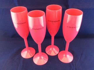Moet Chandon Pink Coloured Acrylic Champagne Flutes X4 And