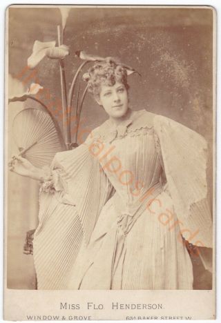 Victorian Stage Actress,  Singer Flo Henderson.  Window & Grove Cabinet Card Photo