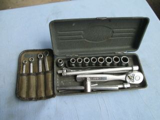 Vintage Craftsman 1/4 " Drive Socket Set W/ Case & 4 Pc.  Old Wrenches Nr