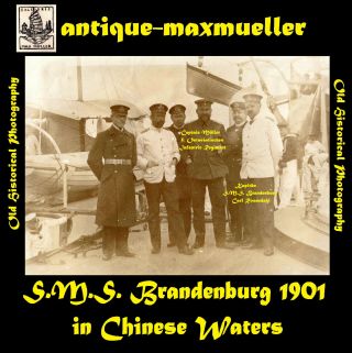 China East Asia Fleet S.  M.  S.  Brandenburg Captain Rosendahl 2x Orig Photo ≈ 1901