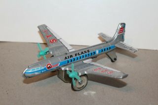 Vintage Tin Litho Friction Powered Airplane