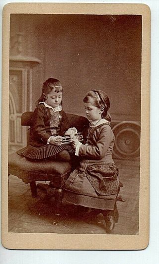 66606.  Ca 1880 Carte De Visite Cdv Photo Two Sisters Playing Jacob 