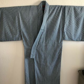 Handmade Vertical Pin Stripe Blue And White Japanese Kimono - Men’s Or Unisex