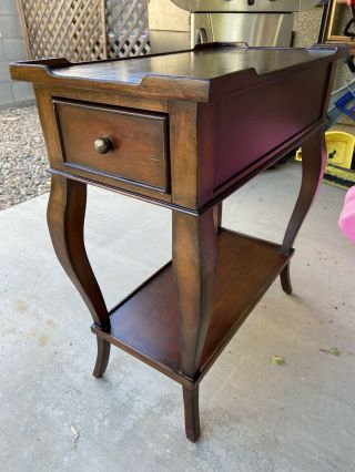 Vintage Ethan Allen Queen Anne Style Tea Table W/drawer