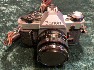 Vintage Canon Ae - 1 Program Slr Camera With Canon Fd 50mm 1:1.  8 Lens And Strap