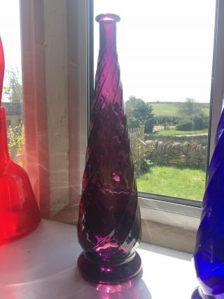 Purple Swirl Effect Vintage Mcm Italian Empoli Genie Bottle Decanter Glass