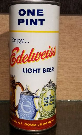 1971 Edelweiss 16 Ounce Pull Tab Beer Can Bottom Open Associated 3 City 16 Oz