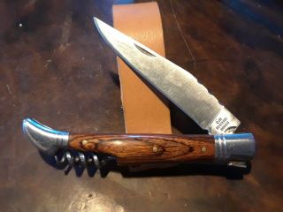 C Julius Herbertz Walnut Wood 3 1/2 " Laguiole Pocket Knife/ Cork Screw,  Rostfrei