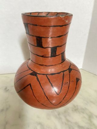 Vintage Maricopa Black Red Water Bottle Vase Pot 1930s - 1940s Unmarked Very Good