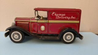 Vintage Bandai Tin Litho Toy Friction Express Delivery Truck Japan Car
