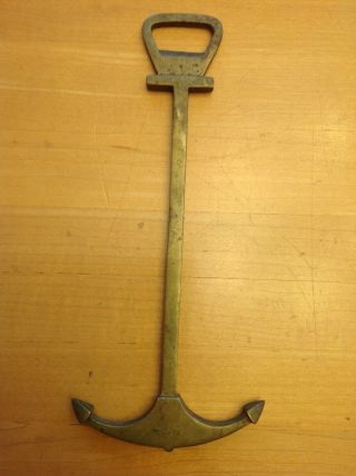 Vintage Brass Bottle Opener In The Shape Of An Anchor Perfect For Your Boat