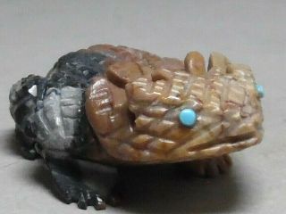 Zuni Fetish F - 3109 Picasso Marble Horned Toad By Sedrick Banteah