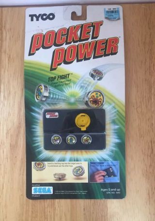 1988 Sega Tyco Pocket Power Top Fight Battle Tops Game Toy Vintage