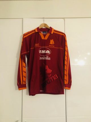 Rare Vintage Roma 1995/96 Home L/s Football Shirt Maglia Jersey Asics Adult Smal