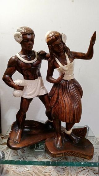 Mcm Tiki Hula Dancers.  Ceramic.  Treasure Craft 1959