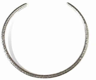 Vintage Mexico Beaten Sterling Silver Circular Choker Collar Necklace