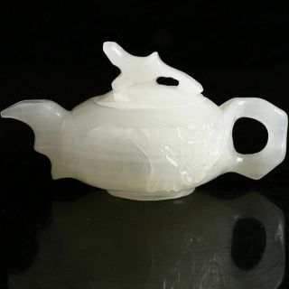 100 Natural Afghanistan Jade Teapot Hand Carved Bird Teapot P014