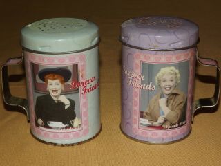 Vintage I Love Lucy Ethel Forever Friends Metal Can Salt & Pepper Shakers