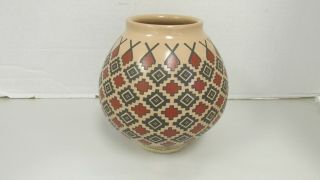 Vintage Mata Ortiz Decorated Pot Signed Enrique Pedregon 6.  5 "