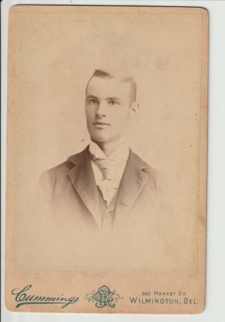 Wilmington Delaware Cabinet Card Photo Victorian Man By Cummings Studio Of De