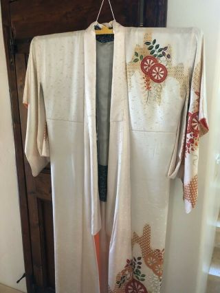 Vintage Japanese Silk Kimono With Inner Jacket Sleeve - Bought As Gift In Japan