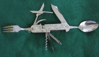 Oriental Japan Sterling Silver Hobo Camp Pocket Knife