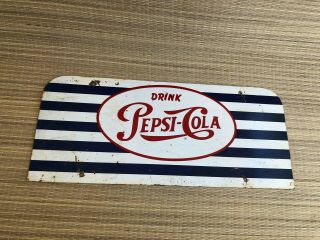 Vintage Drink Pepsi - Cola Blue & White Striped Bottle Sales Rack Advertising Sign