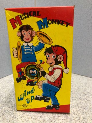 Vintage Musical Wind Up Monkey Made In Japan