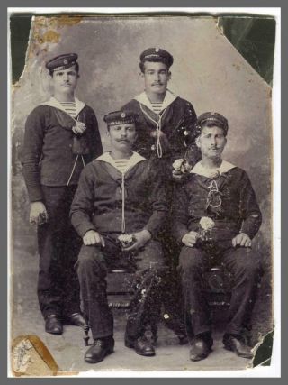 Greece Greek Navy Sailors Restored Mounted Photo