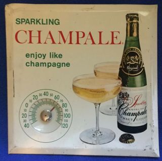 Sparkling Champale Vintage Metal Advertising Sign Thermometer Malt Liquor Beer