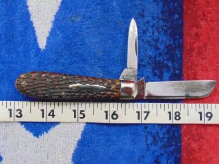 Vintage 1917 - 1946 Schrade Cut Co Walden Ny 2 Blade Bone Scales Pocket Knife Good
