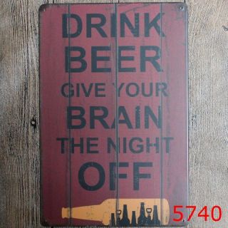 Metal Tin Sign Drink Beer Give Your Brain Bar Pub Vintage Retro Poster Cafe Art