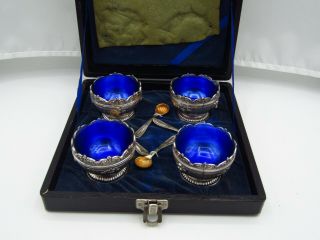 Set Of 4 Vintage Japanese Silver Tea Cups & Spoons