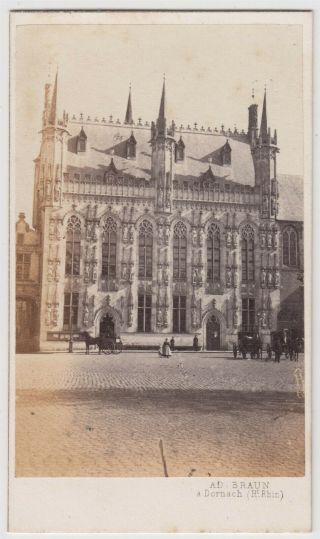 Belgium Cdv Photo - Bruges And A View Of The Hotel De Ville By Adolphe Braun