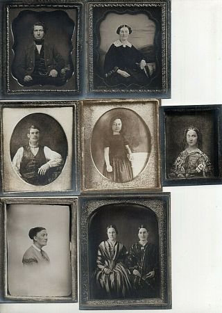 65741.  Circa 1900 Silver Nitrate Photos Taken Of Daguerreotypes Family Portraits