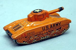 Vintage Toy U.  S.  Army Tank - - Tin Friction - - Toymaster Japan