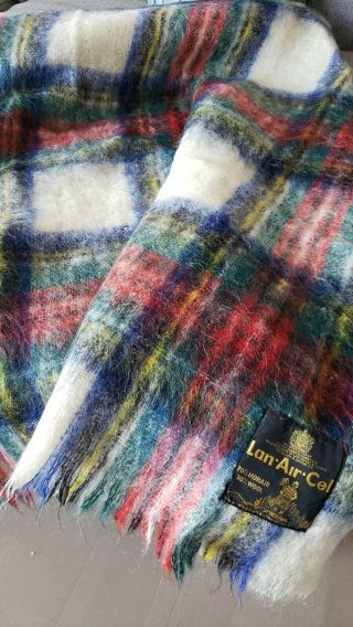 Vintage Lan Air Cel Tartan Check Blanket,  Mohair & Wool Craigie Mccallum