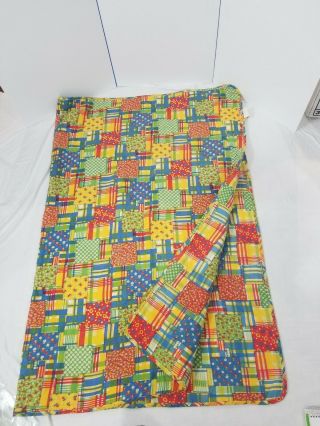 Vtg Jc Penney Twin Size Country Comforter Quilt Rectangular Primary Colors 60x79