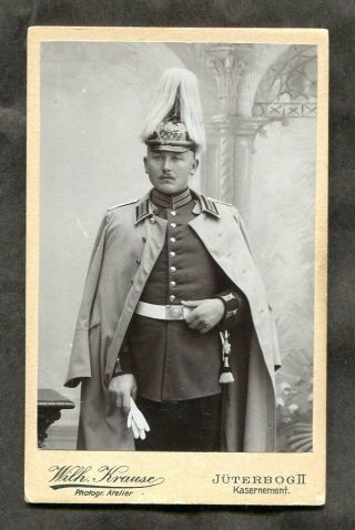 T12 - Germany 1890s Cdv Photo Of A Soldier.  Coat.  Pickelhaube.  Jüterbog