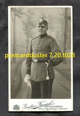 T028 - Germany 1900s Cdv Photo Of A Soldier In Pickelhaube.  Bayonet.  Sidearm