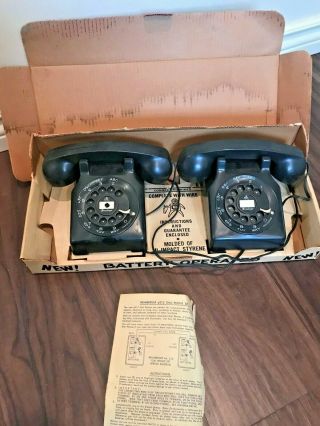 Two Vintage Brumberger Toy Dial Phones - Box And Instructions