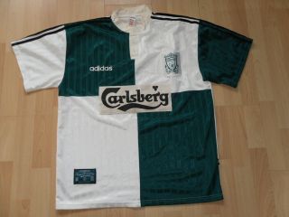 Liverpool Fc Vintage 1995/96 Rare Away Adidas Carlsberg Football Top Xl