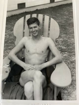 Vintage Photo Handsome Shirtless Man Smiling Gay Interest