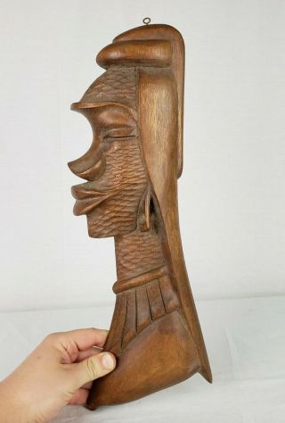 Large Hand Carved Wood African Wall Plaque Profile Of Man