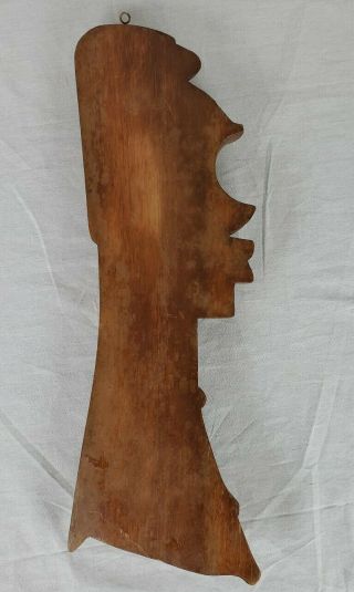 Large Hand Carved Wood African Wall Plaque Profile Of Man 3