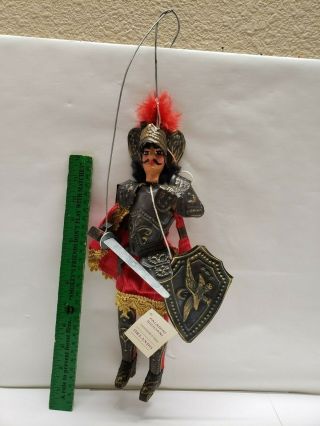 Vintage Italian Folk Art Sicilian Puppet Knight Orlando Theater Marionette Doll