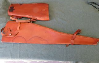 Vintage J.  M.  Bucheimer Leather Rifle Scabbard Western Cowboy 36 " 2 Piece