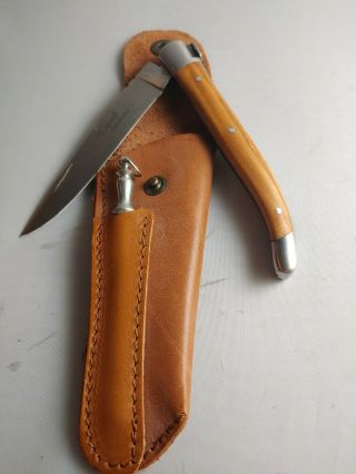Laguiole Pocket Knife Set,  Olive Wood Handle
