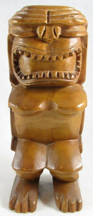 Vintage Mid Century Carved Wooden Tiki God Statue Figurine Hawaiiana,  10 - 1/8 "